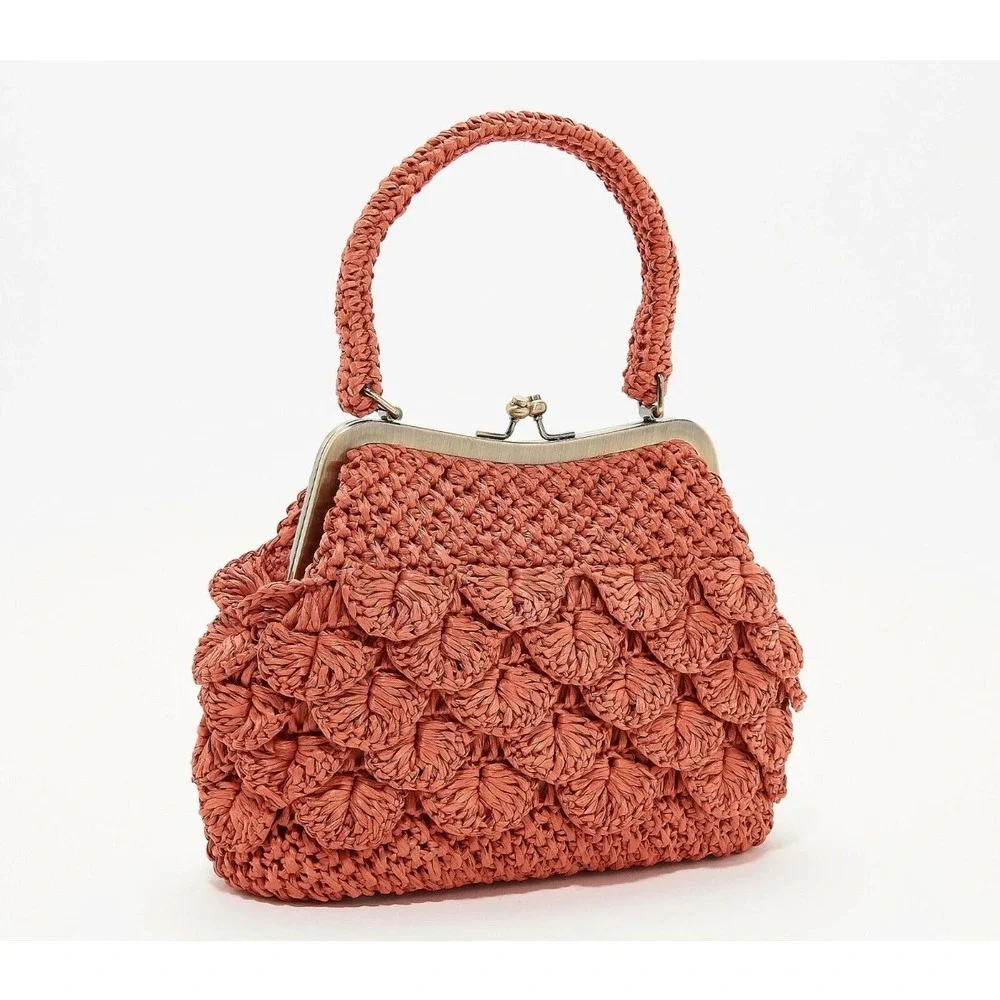 Patricia Nash Laureana Frame Scalloped Raffia Bag